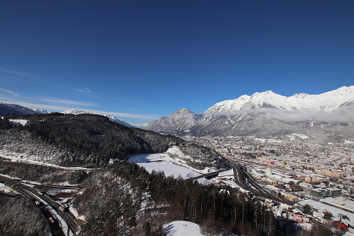 Panorama of Innsbruck in winter.