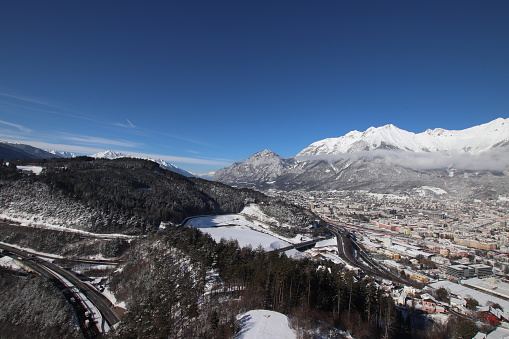 Panorama of Innsbruck in winter.