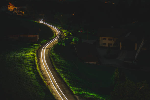 istock Amazing light trail from car in Austria 1204811918
