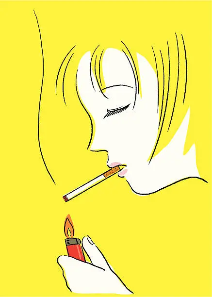 Vector illustration of Cigarette and woman