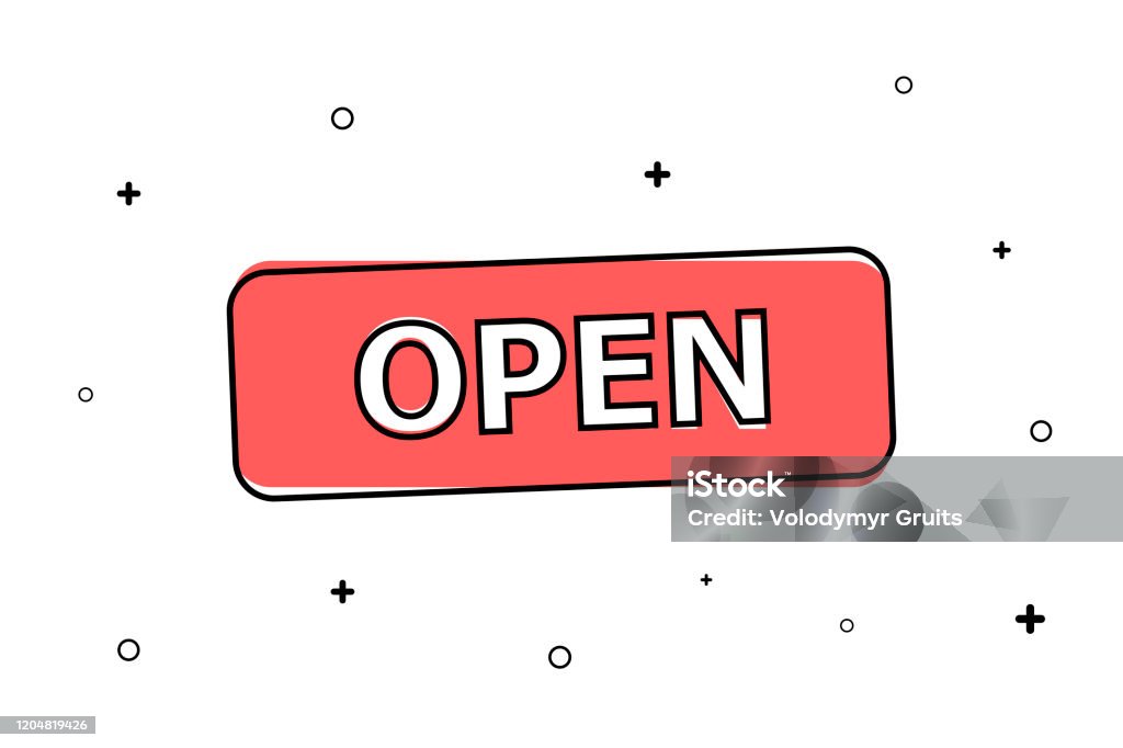 Red Open Button Red Button Open In Black Circle White Background With Black Small ...