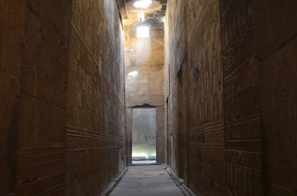 istock Beautiful passage with sunlight at  Temple of Edfu. 1204824823