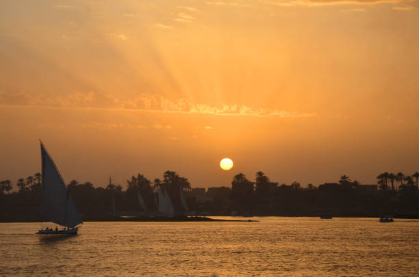 istock Sunset time with beautiful sun-ray at Aswan. 1204825053