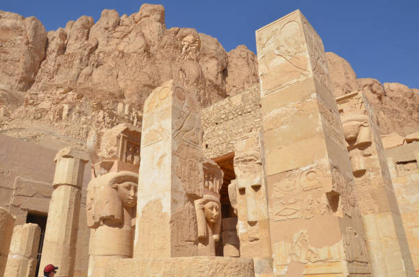 Ancient ruin of Temple of Hatshepesut at Luxor. The Mortuary Temple of Hatshepesut, also known as the Djeser-Djeseru, is a mortuary temple of Ancient Egypt located in Upper Egypt. queen hatshepsut stock pictures, royalty-free photos & images
