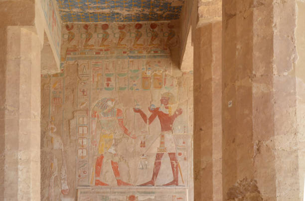 istock Well-preserved Egyptian hieroglyphs at Hatshepesut Temple. 1204826493