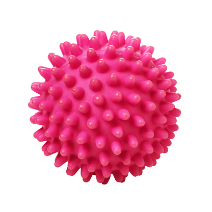 Massage ball of red color isolated on a white background. Spiny toy