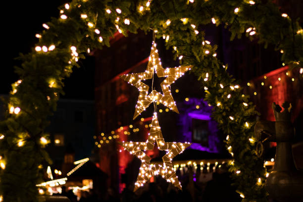 Christmas market snow in Switzerland, Europe