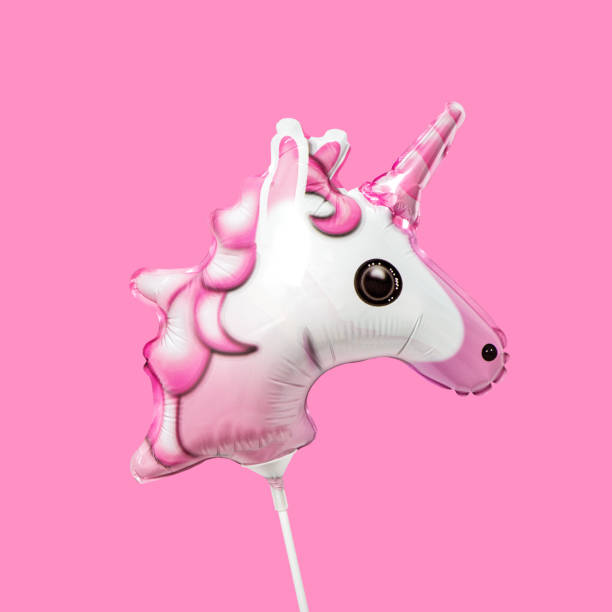 istock Pink horse foil balloon party background 1204829465