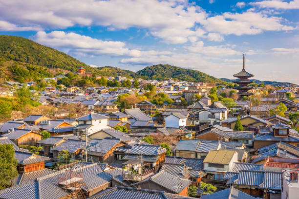 Kyoto, Japan Old Town Skyline Kyoto, Japan old town skyline in the Higashiyama District in the afternoon. kyoto city stock pictures, royalty-free photos & images