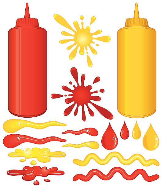 illustrations, cliparts, dessins animés et icônes de ketchup et de la moutarde - mustard bottle sauces condiment