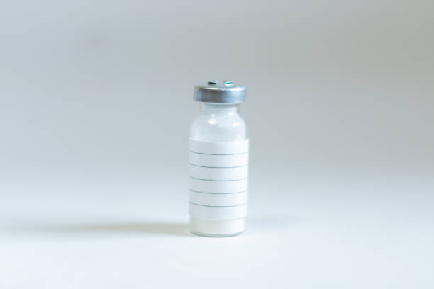 istock Glass bottle with medicine. On the strip label. 1204837677