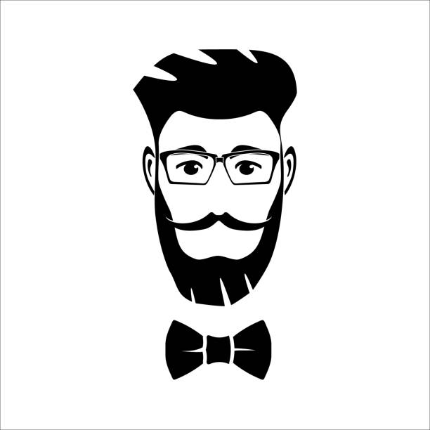 ilustraciones, imágenes clip art, dibujos animados e iconos de stock de hipster con gafas y pajarita - men old human eye beard