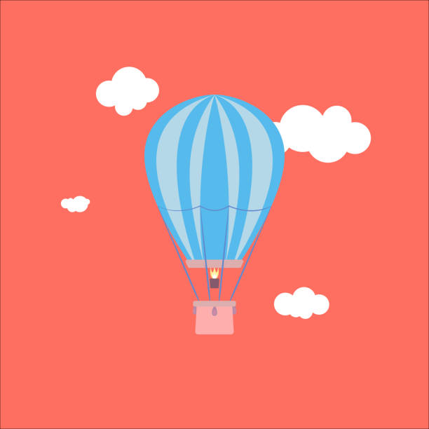 Blue balloon on the background of clouds Blue balloon on the background of clouds. Vector illustration in flat style. ballast stock illustrations