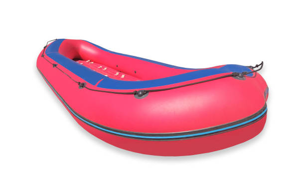 istock red inflatable boat for rafting on white background 1204841589