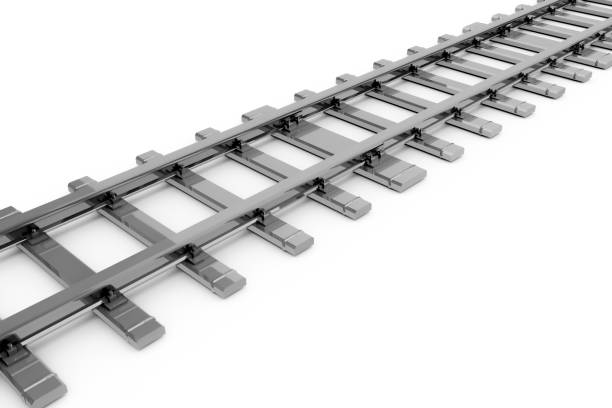 istock 3D Rendering of Railroad Tracks on White 1204843719