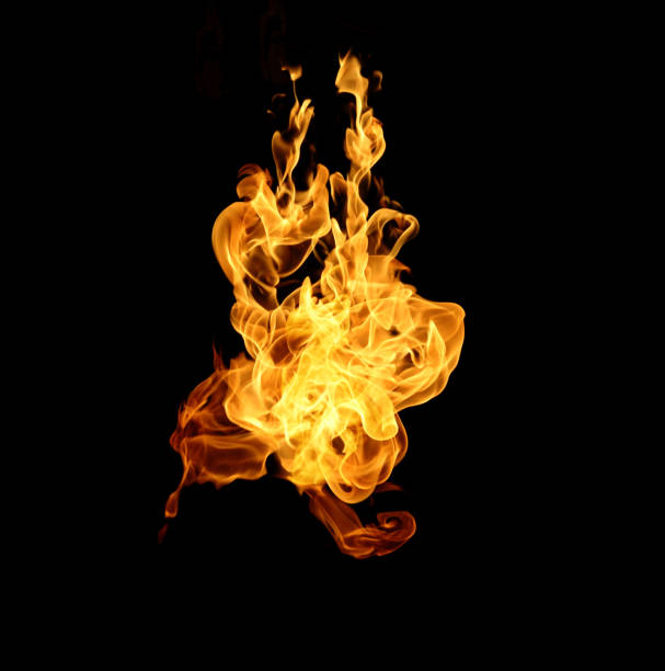 istock Fire flames collection isolated on black background 1204844579