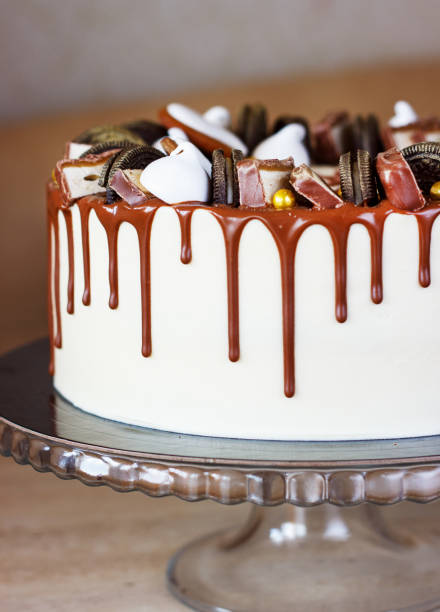 istock Male, Stylish, Chocolate Cake with Fudge Drizzled Icing 1204847366