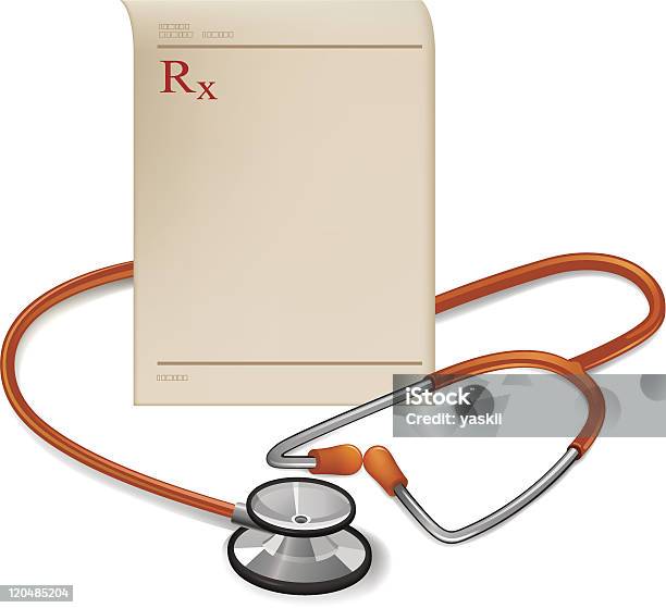 Prescription Médicale Et Stéthoscope Vecteurs libres de droits et plus d'images vectorielles de Bien-être - Bien-être, Blanc, Centre médical