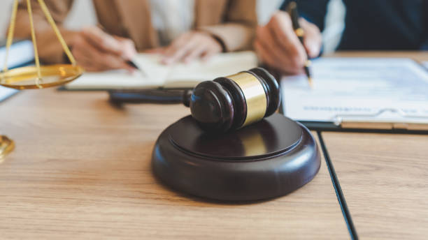 istock Close-Up Of Gavel At Table 1204856279