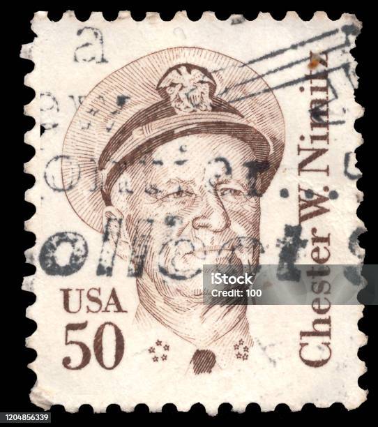 A Stamp Printed In Usa Shows Admiral Chester W Nimitz Stock Photo - Download Image Now
