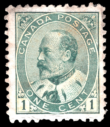 Canada - CIRCA 1910: A stamp printed in Canada shows Royal families, King Edward VII, Wilding Portrait serie, circa 1910