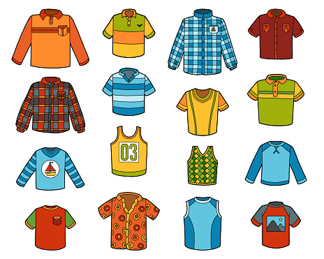 Vector Set Of Shirts Collection Of Cartoon Clothes Stock Illustration -  Download Image Now - iStock