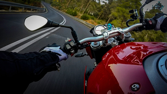 Motorcycle ride on a curvy road