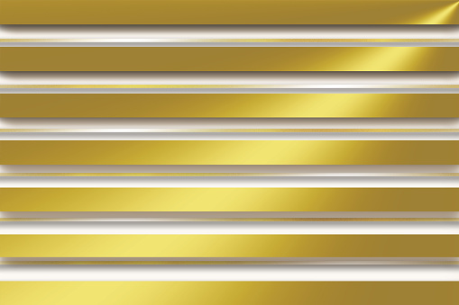 Horizontal lines pattern. Golden and white horizontal lines with shadow.