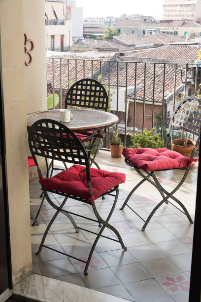 istock Chairs on the terrace in Catania 1204866894