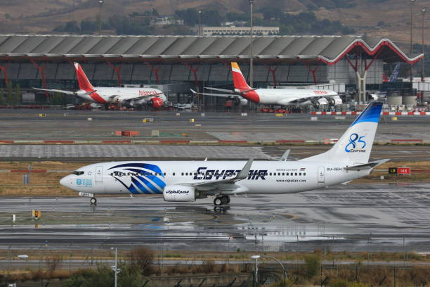 egyptair boeing 737-800 - wing airplane boeing 737 jet foto e immagini stock