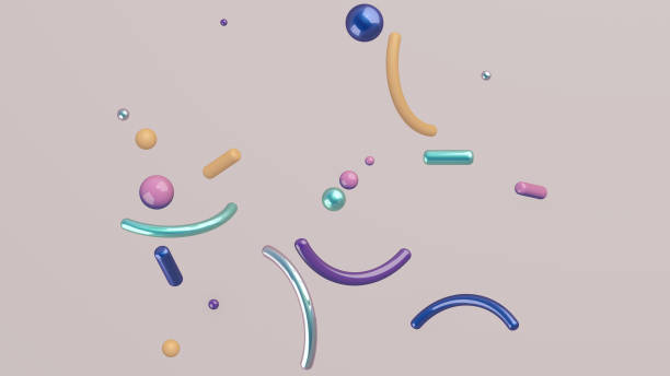 istock Colorful shapes flying. Abstract illustration, 3d rendering. 1204874636