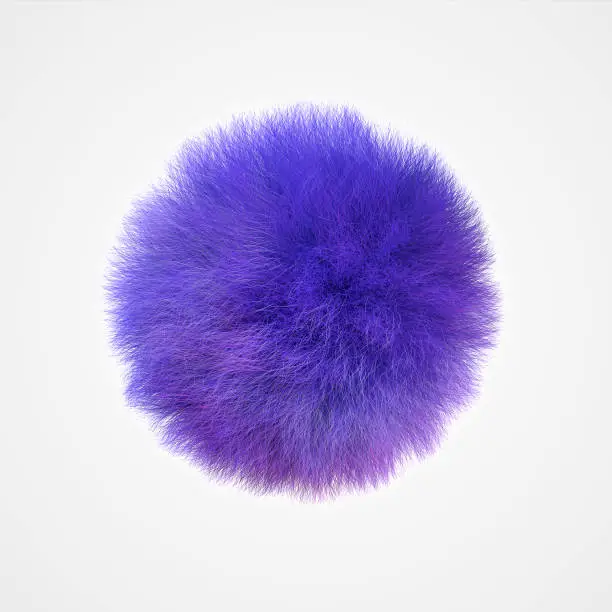 Fluffy blue sphere. Hairy ball. Abstract illustration, 3d rendering.