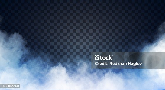 istock White fog or smoke on dark copy space background. Vector 1204879131