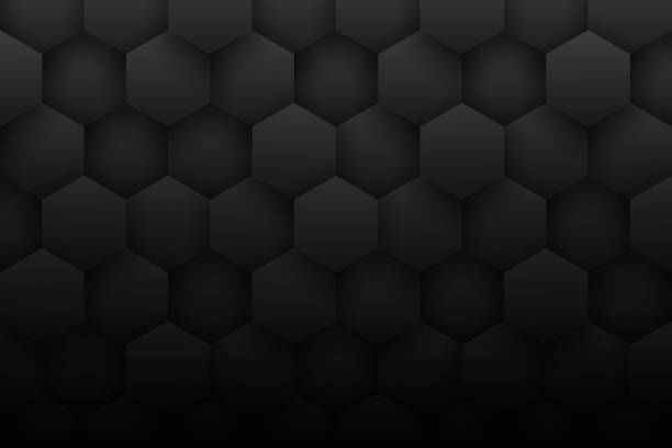 istock Dark Gray 3D Hexagons Minimalist Black Abstract Background 1204879197