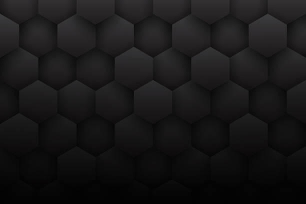 Dark Gray 3D Hexagons Minimalist Black Abstract Background stock photo