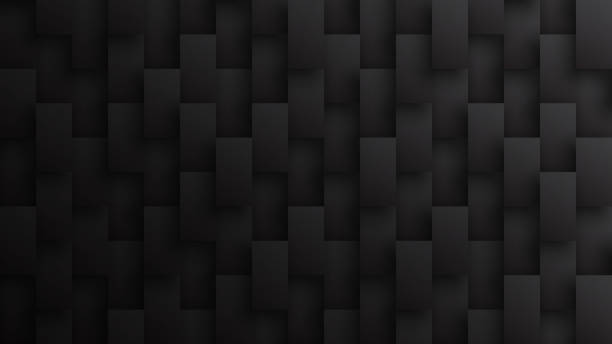 Minimalist Black 3D Rectangle Blocks Conceptual Tech Dark Gray Abstract Background stock photo