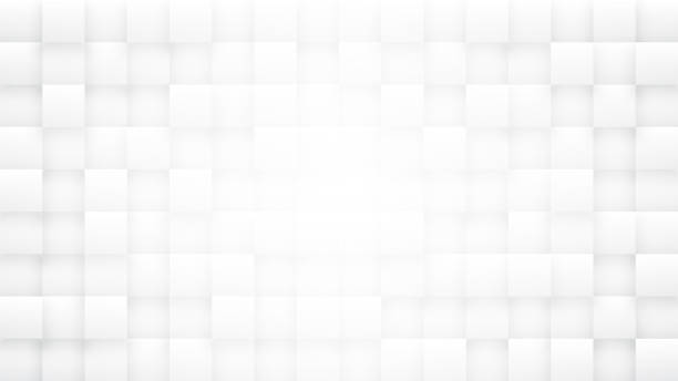 3D Tetragonal Blocks High Technology Minimalist White Abstract Background stock photo