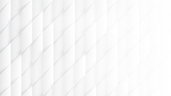 3D Parallelograms Pattern Simple White Abstract Background. Three Dimensional Science Technology Tetragonal Sci-Fi Structure Light Wallpaper. Tech Clear Blank Subtle Textured Backdrop