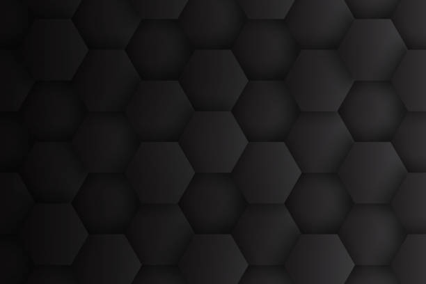 dark gray 3d hexagons minimalist abstratos pretos - comb abstract black clean - fotografias e filmes do acervo