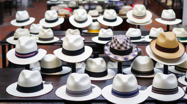istock Variation of Ecuadorian hats on table 1204880508