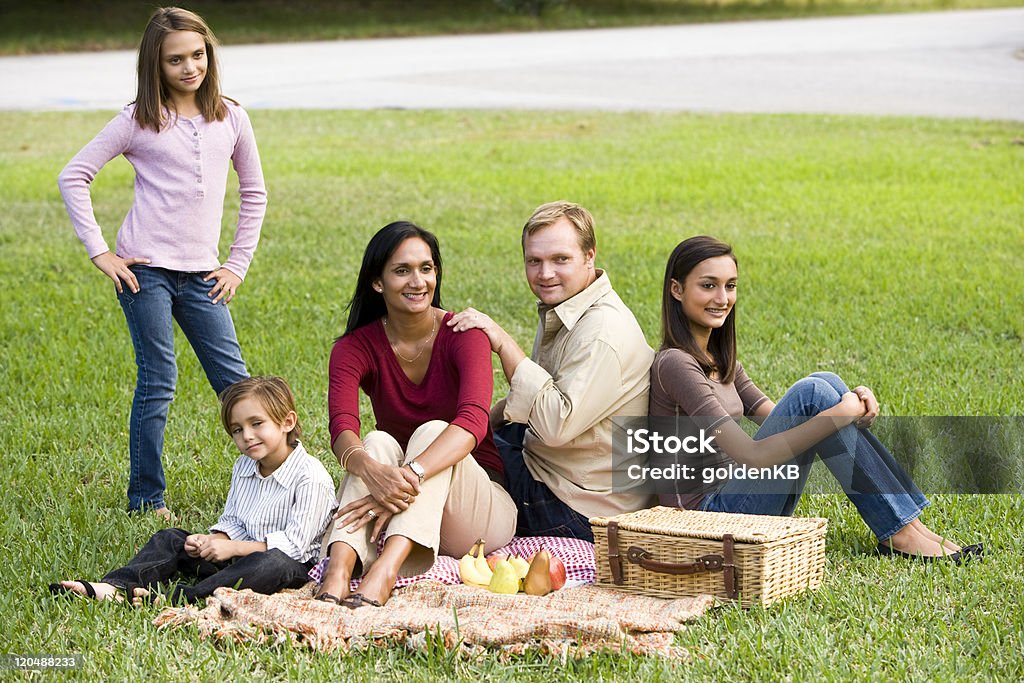 Happy modernen, multikulturellen Familie genießen ein Picknick - Lizenzfrei Indischer Abstammung Stock-Foto