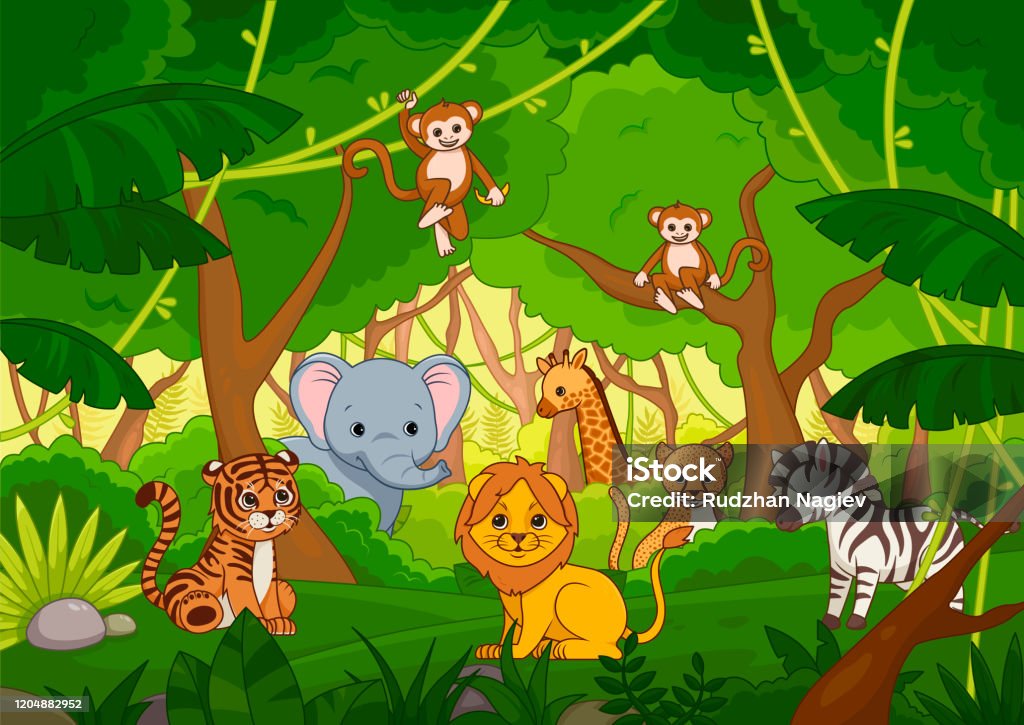 Ilustración de Surtido De Animales De Dibujos Animados Lindos En Una Selva y más Vectores Libres de Derechos de Fondos - iStock Ilustración de Surtido De Animales De Dibujos Animados Lindos En Una Selva y más Vectores Libres de Derechos de Fondos - iStock