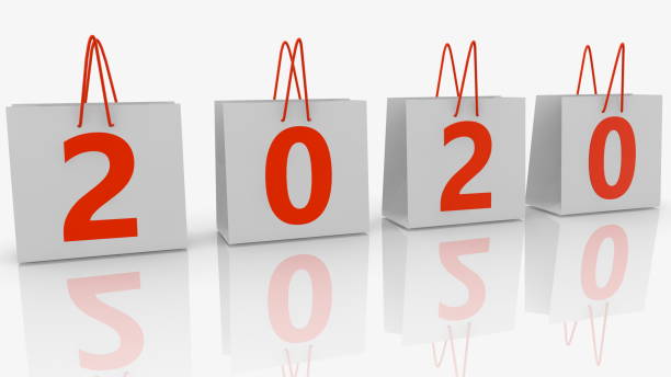 istock New year concept on white shopping bags 1204883249