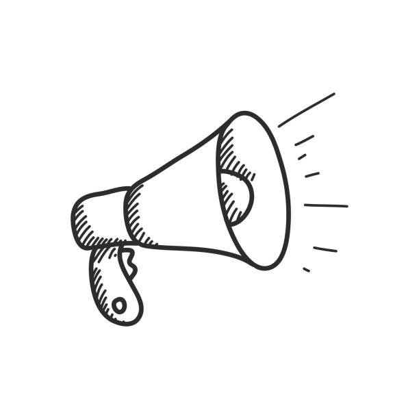 Megaphone Hand Draw Line Icon Megaphone Hand Draw Line Icon announcement message illustrations stock illustrations