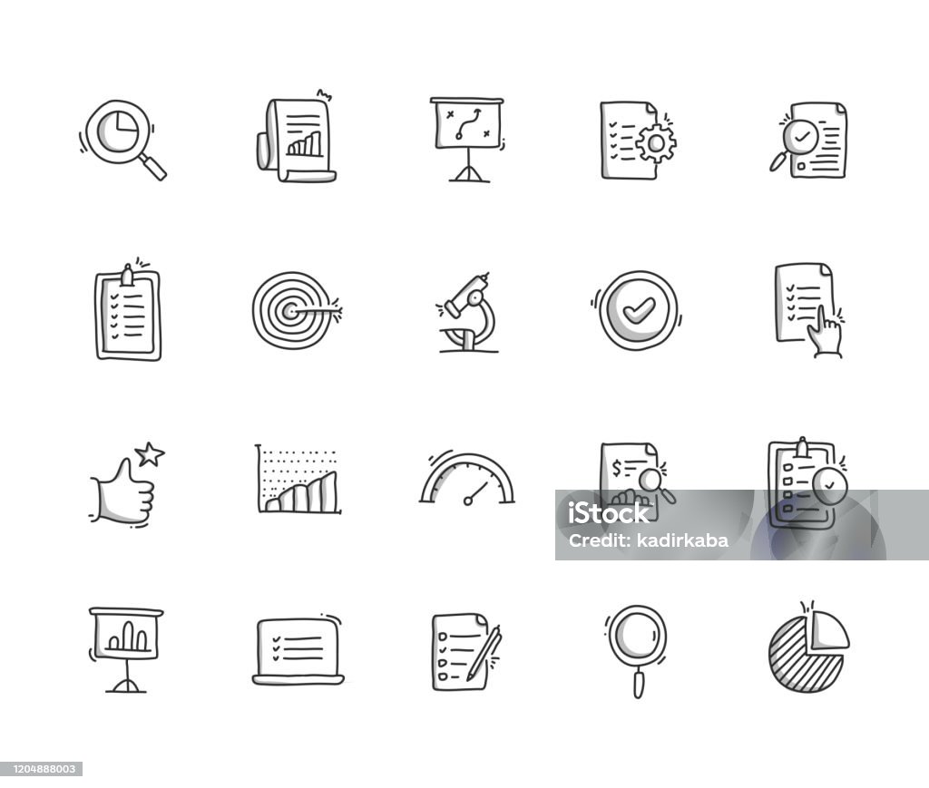 Assessment Hand Draw Line Icon Set Icon stock vector