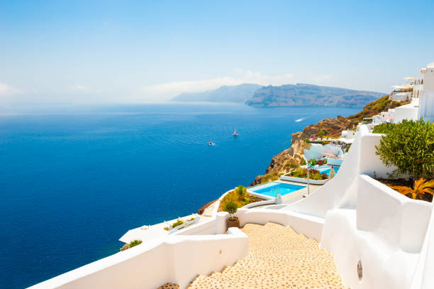 istock White architecture and blue sea on Santorini island, Greece 1204888972