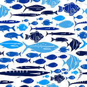 istock Vector  seamless pattern with fish 1204891100