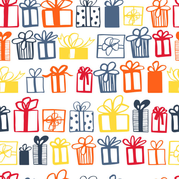 Vector  pattern with  gifts. Vector seamless pattern with hand drawn gifts. birthday gift stock illustrations