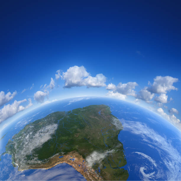 istock Earth and blue sky. Climate safety concept image. 1204892385