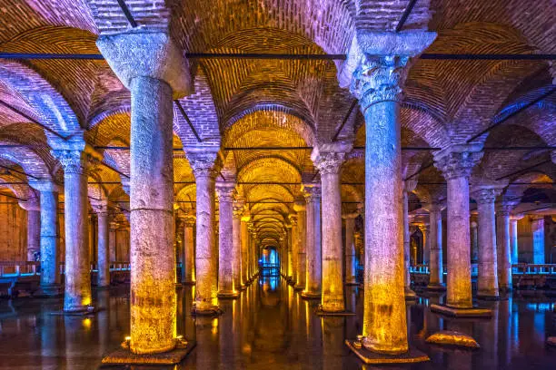 Photo of The Basilica Cistern, (Yerebatan), Istanbul, Turkey.